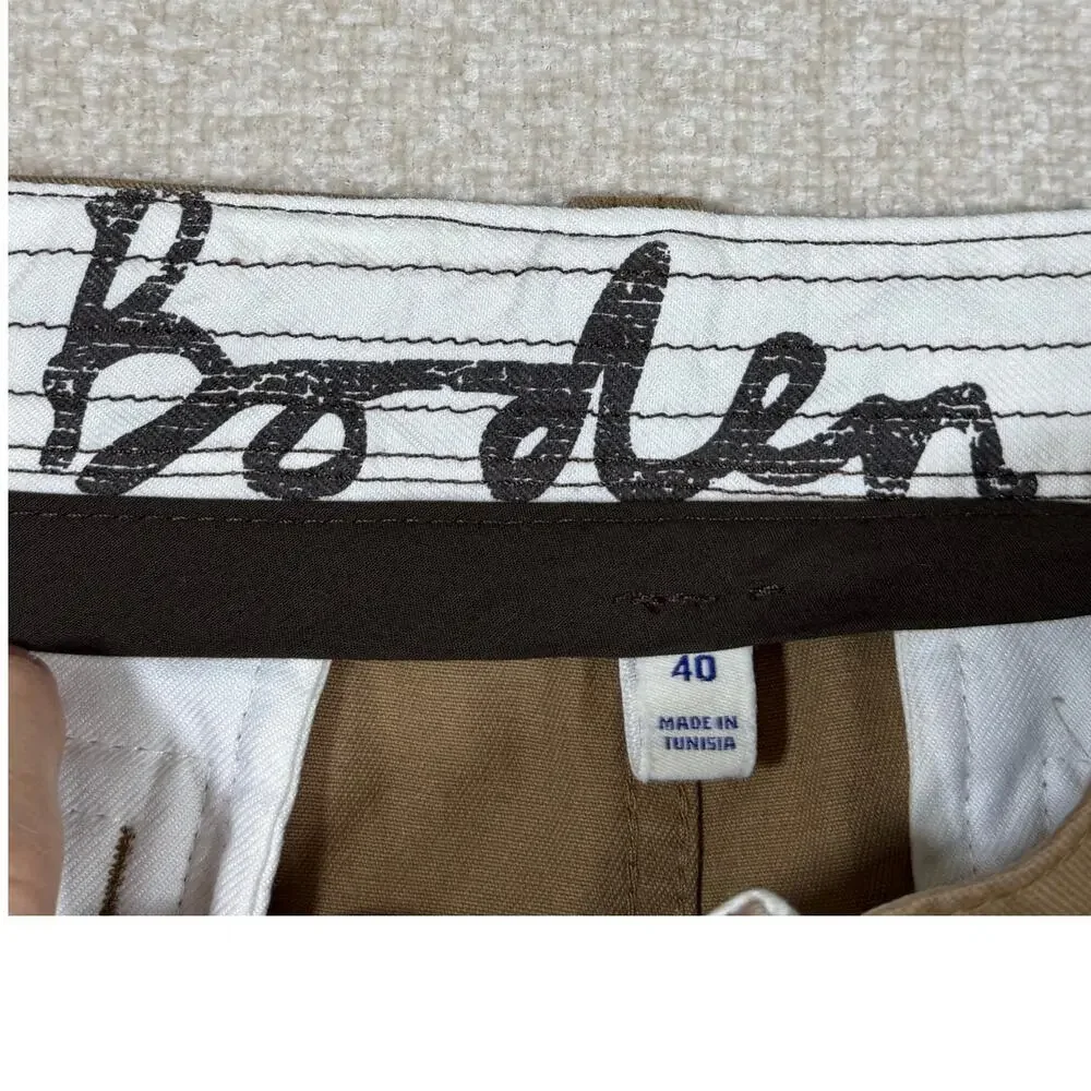 NWT Boden Mens 40 Tan Walking Shorts Casual Flat Front Summer Wear Cotton Cargo